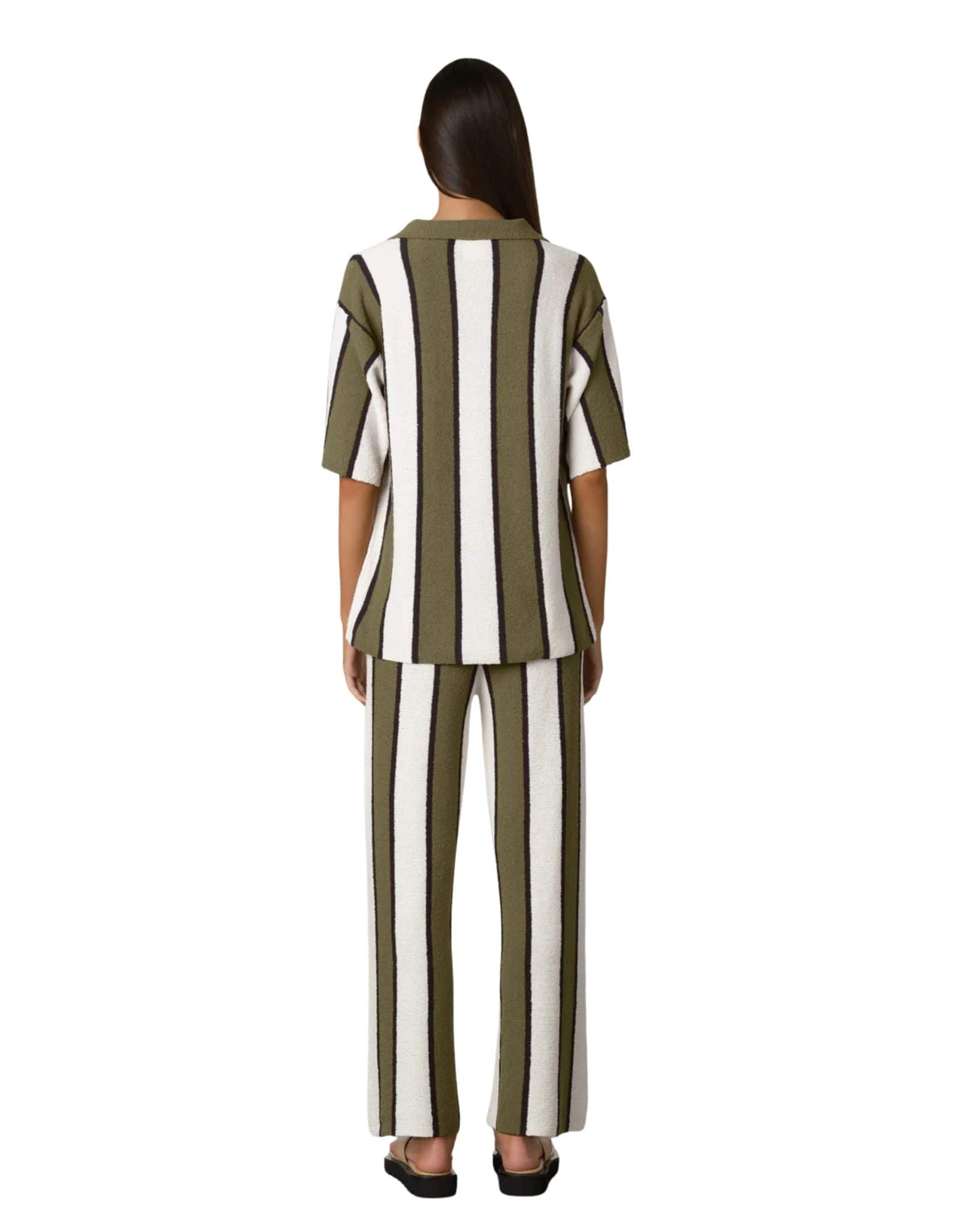 Zulu & Zephyr Olive Stripe Textured Knit Shirt