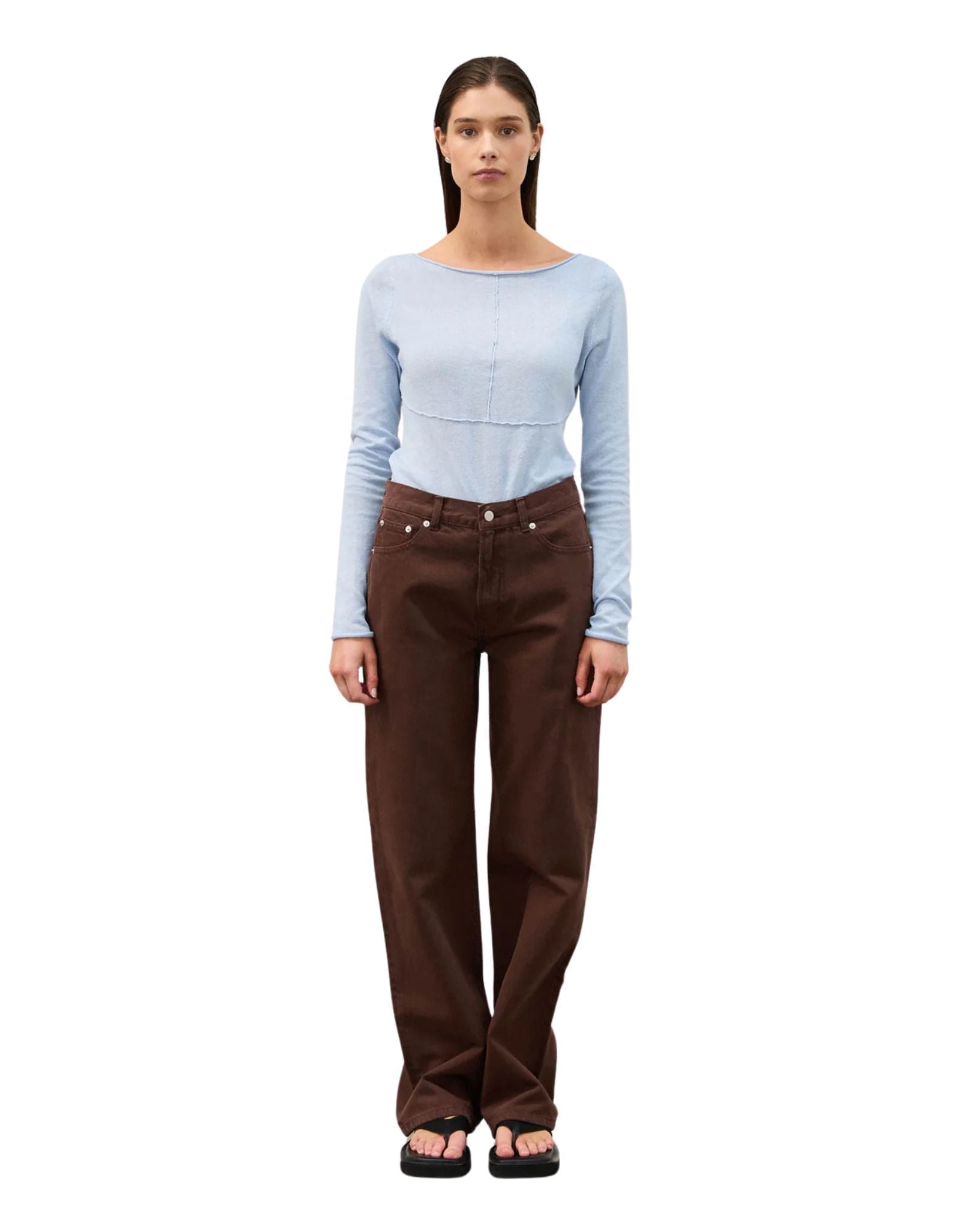 Zulu & Zephyr Panelled Long Sleeve Knit Top - Powder Blue