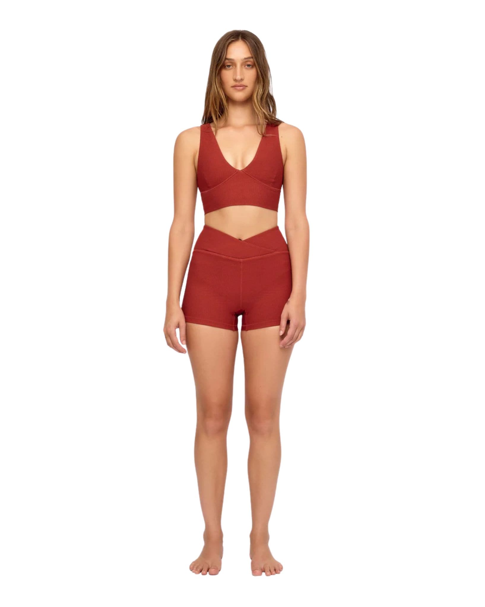 Zulu & Zephyr Red Waffle Crop Top