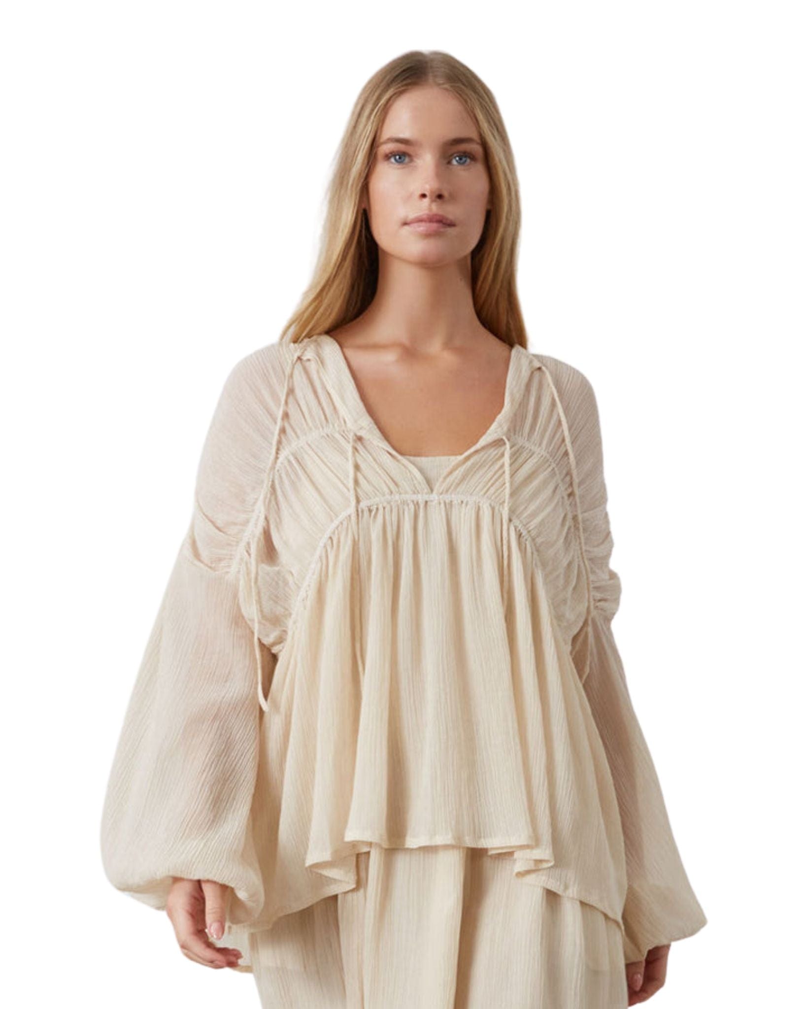 Zulu & Zephyr Stone Sheer Textured Blouse