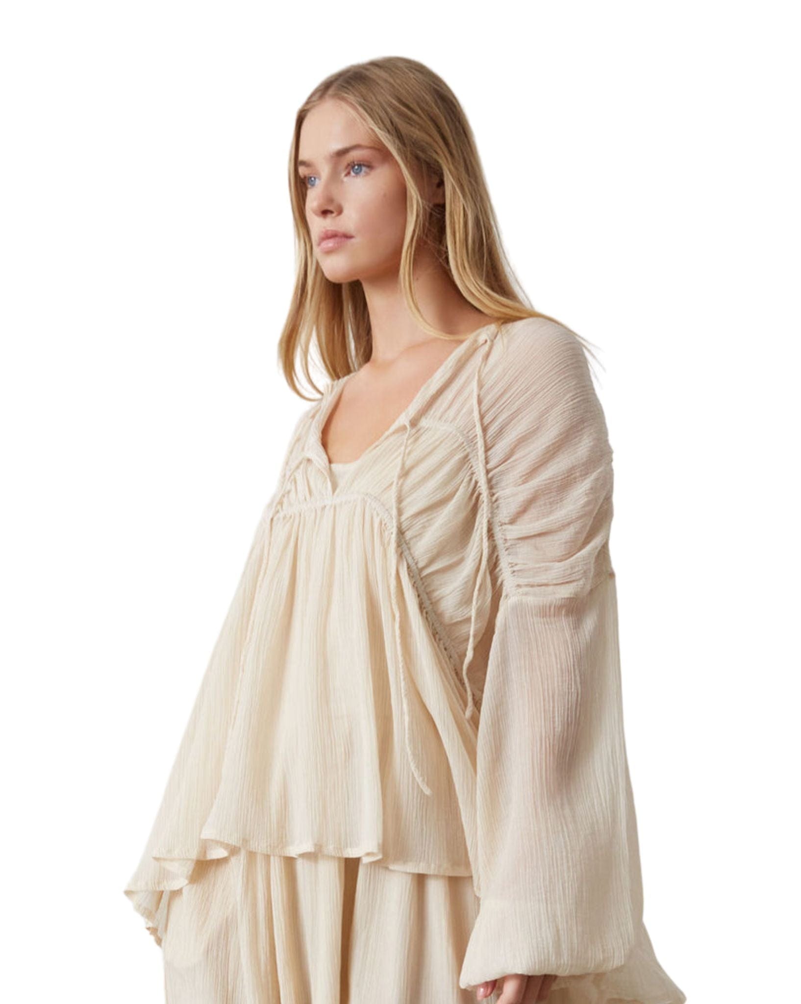Zulu & Zephyr Stone Sheer Textured Blouse