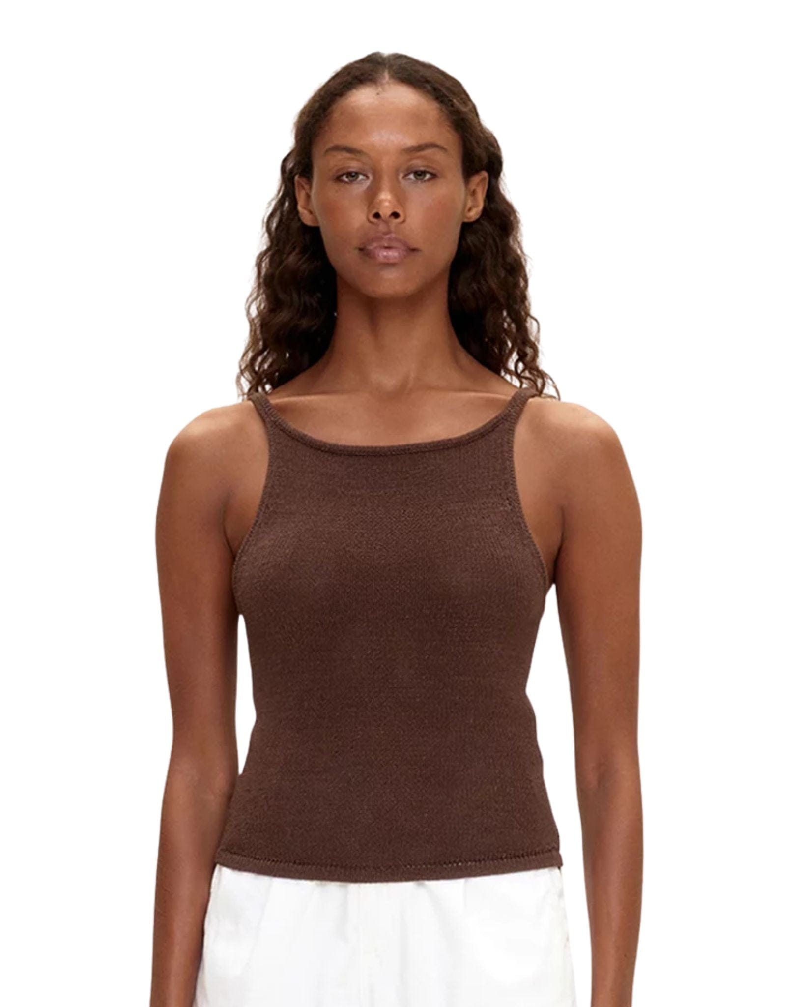 タンクトップ The shishikui Sleeveless Knit / Brown BI TANK / BROWN – THE SHISHIKUI 新品未使用PLEATS RIB TANK CLASS