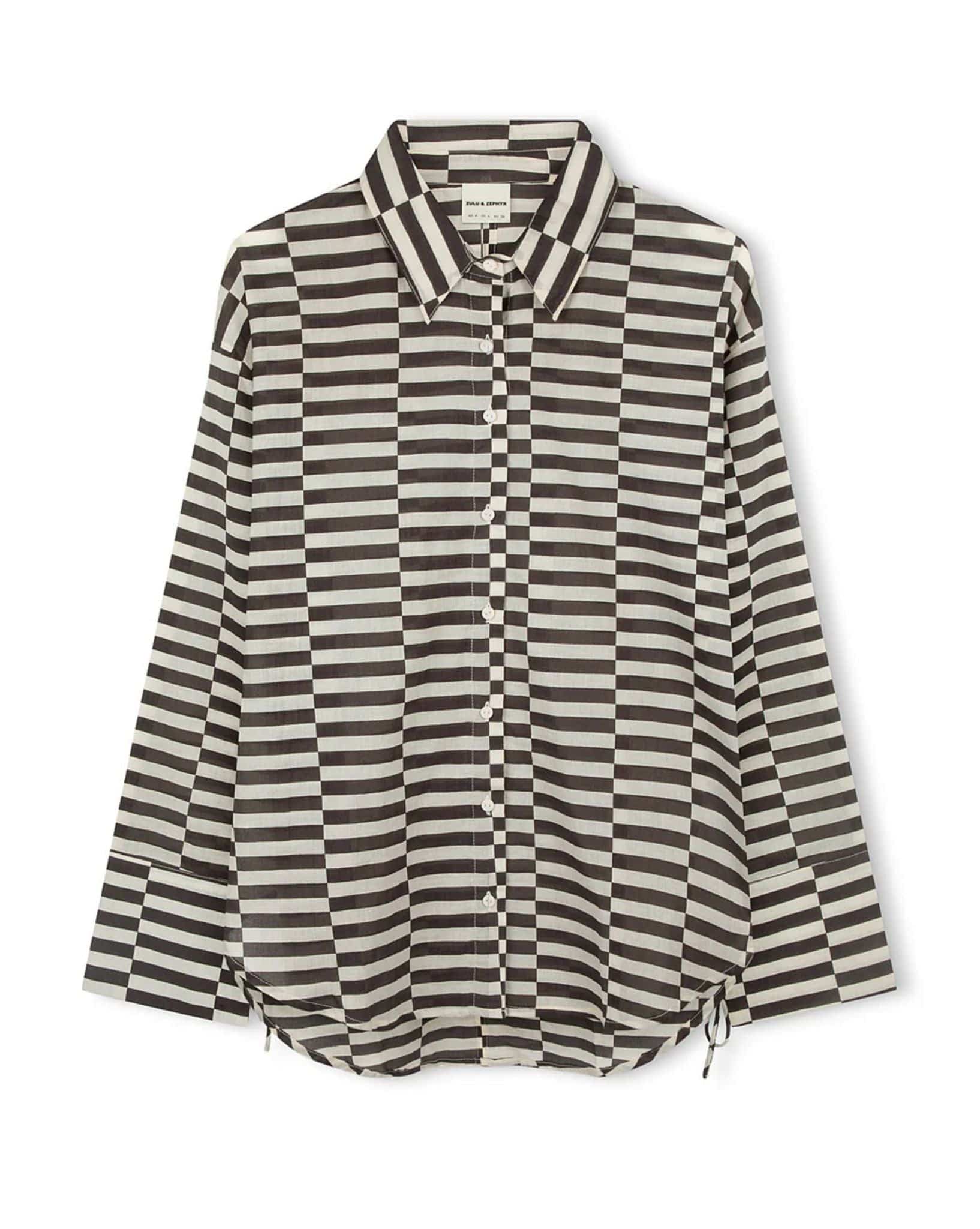 Zulu & Zephyr Womens Cocoa Grid Cotton Shirt