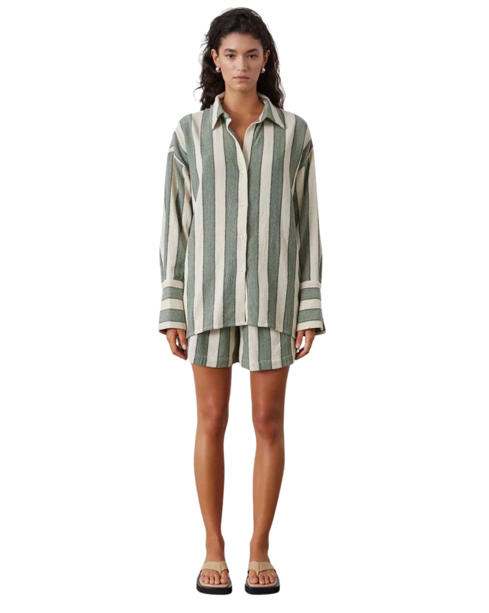 Zulu & Zephyr Womens Eucalyptus Stripe Organic Cotton Shirt