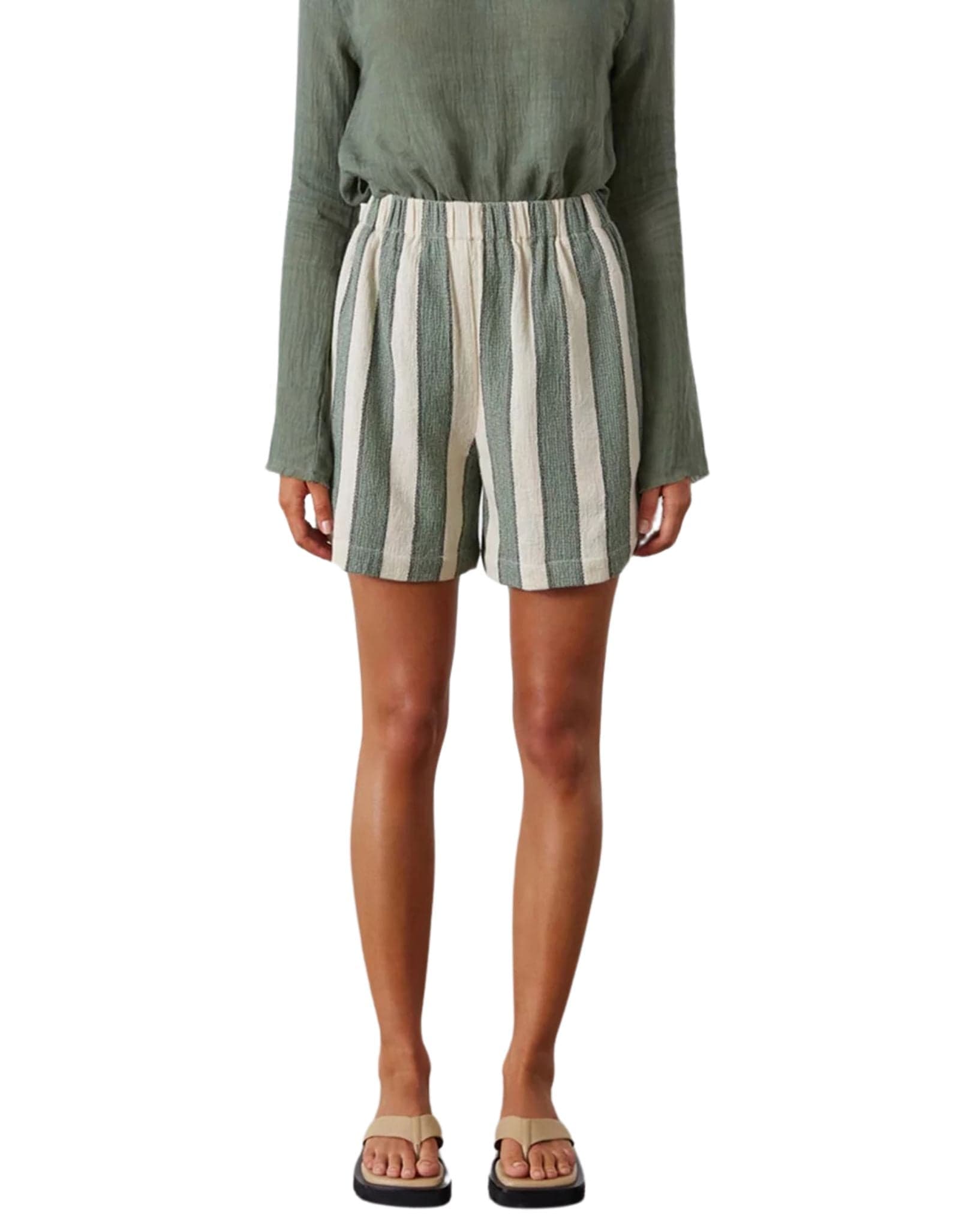 Zulu & Zephyr Womens Eucalyptus Stripe Organic Cotton Short