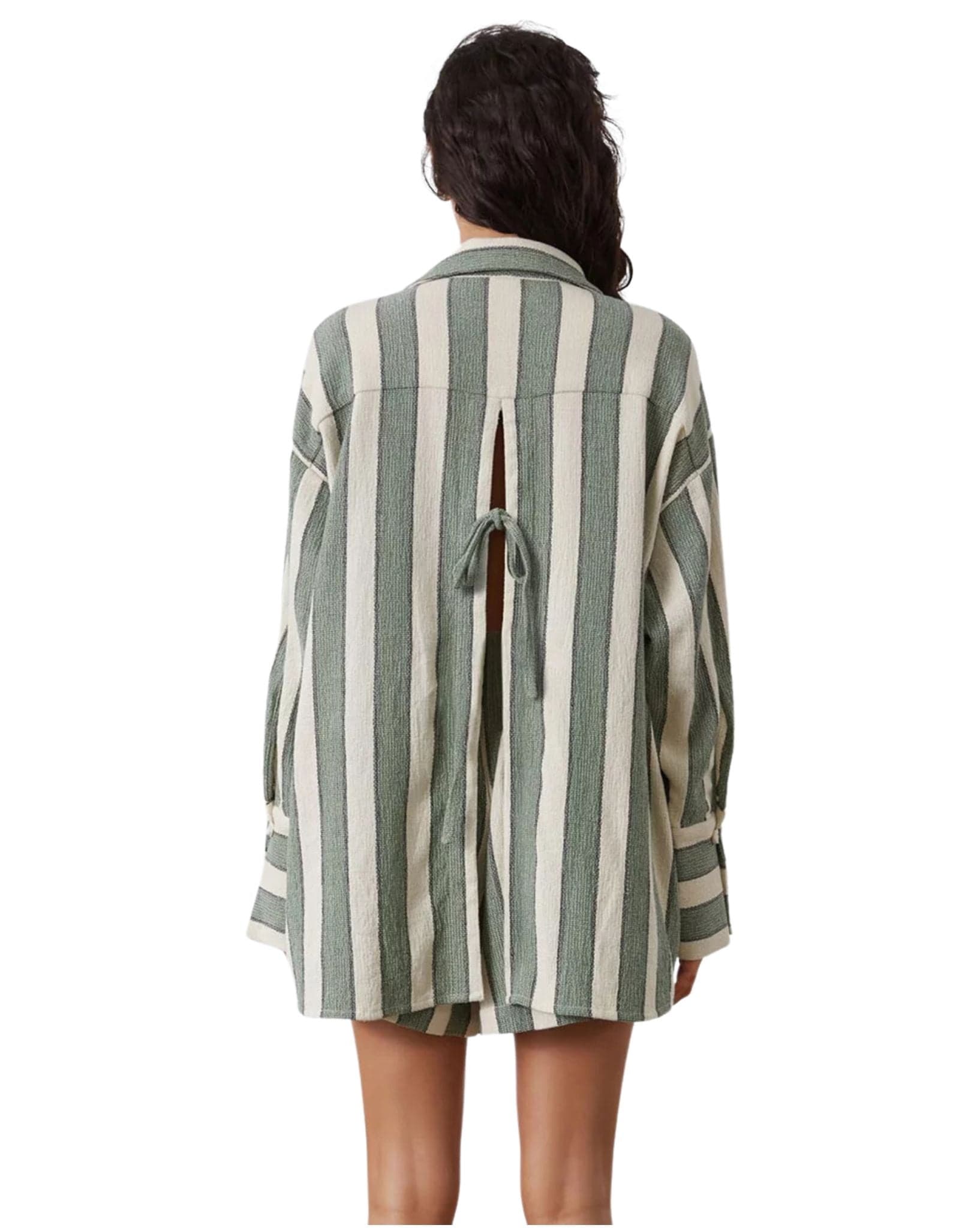 Zulu & Zephyr Womens Eucalyptus Stripe Organic Cotton Short