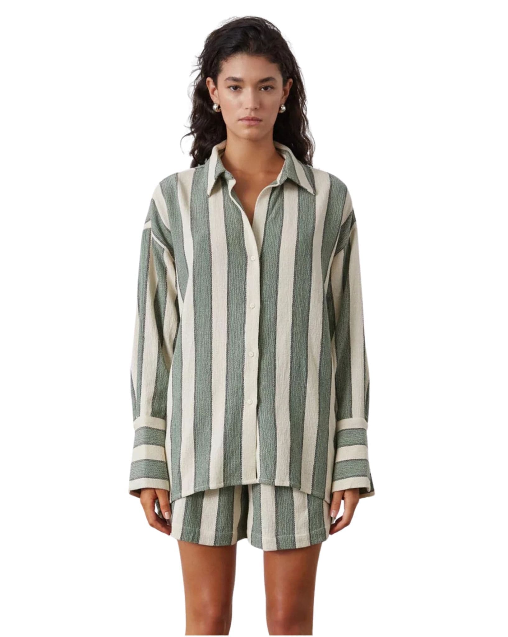 Zulu & Zephyr Womens Eucalyptus Stripe Organic Cotton Short