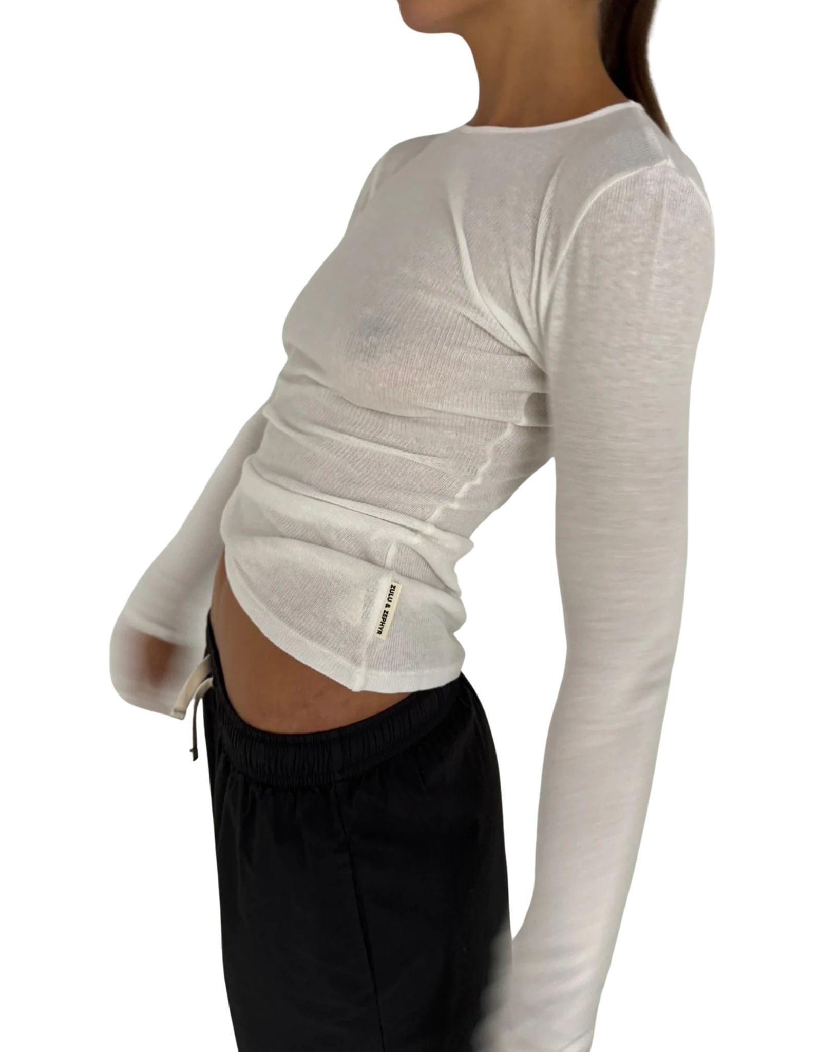 Zulu & Zephyr Womens Rib Hemp Jersey Long Sleeve Top