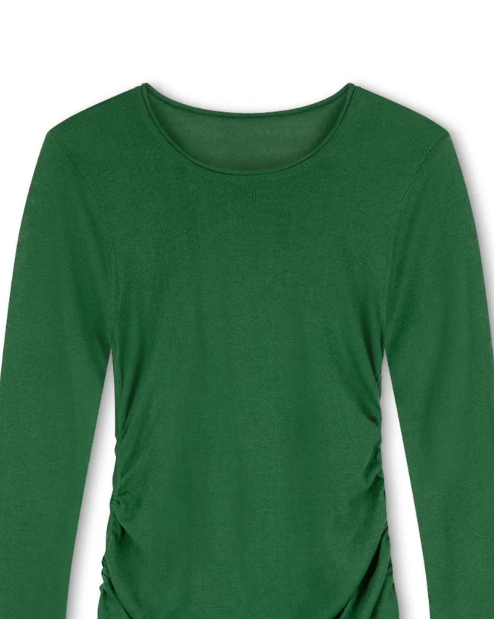 Zulu & Zephyr Womens Tallow Green Gathered Knit Mini Dress
