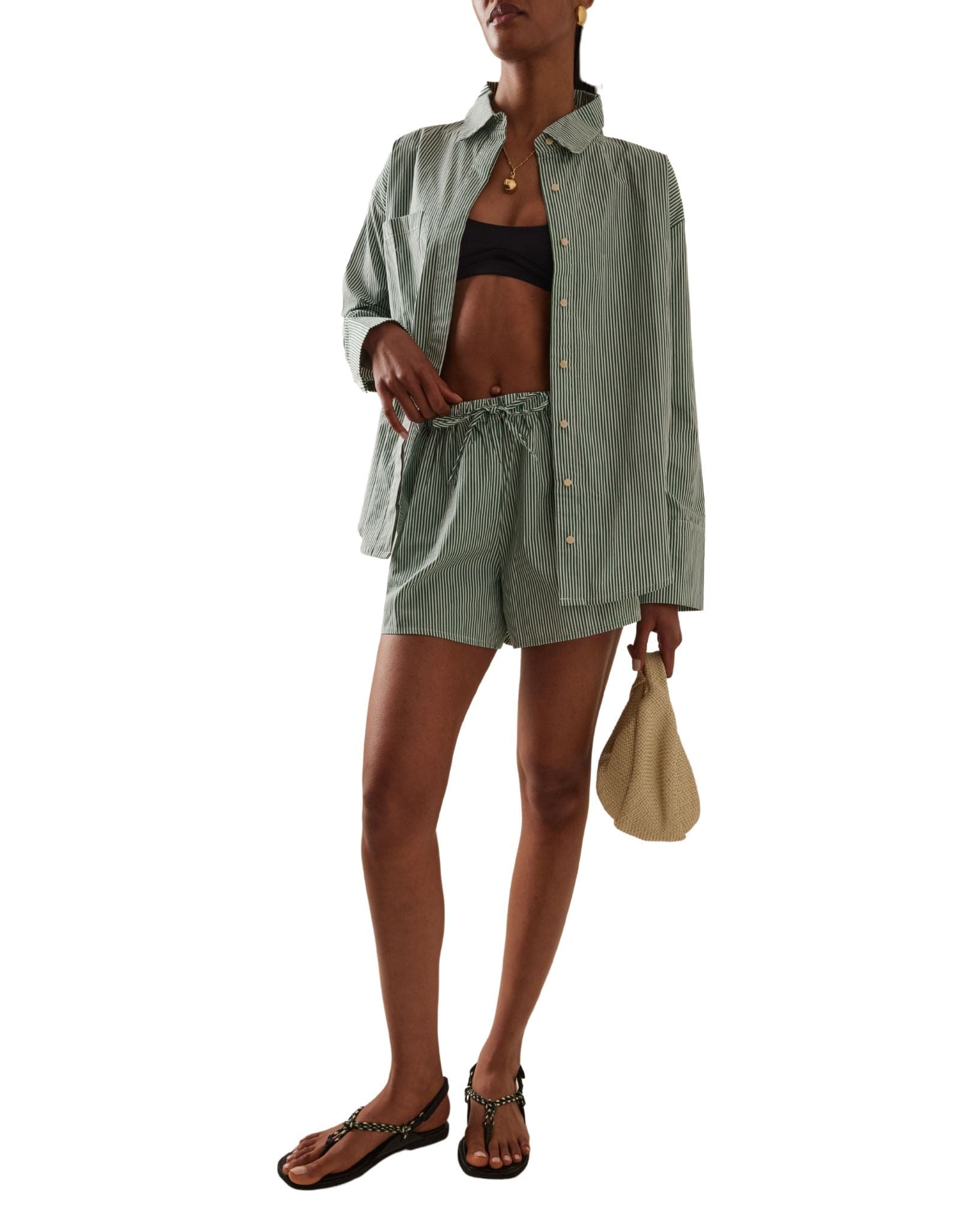 Zulu & Zephyr Womens Tallow Pin Stripe Cotton Short