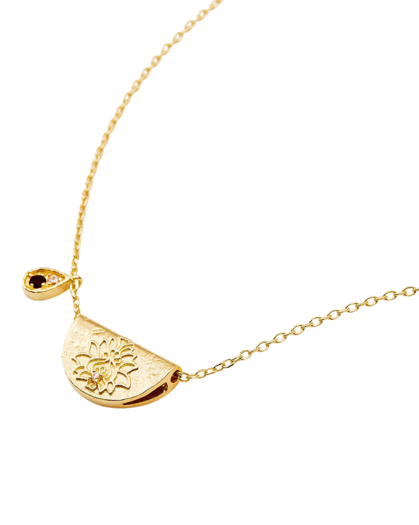 By Charlotte Gold Lotus Birthstone Necklace January