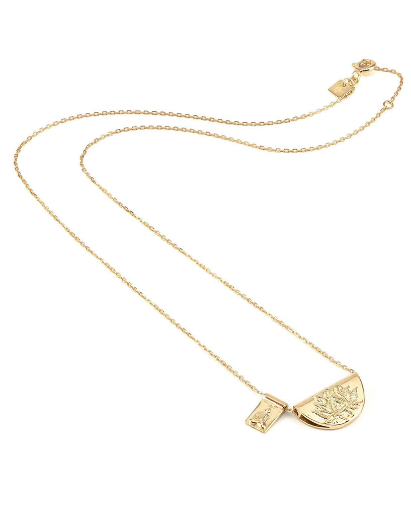 Gold Lotus And Little Buddha Necklace