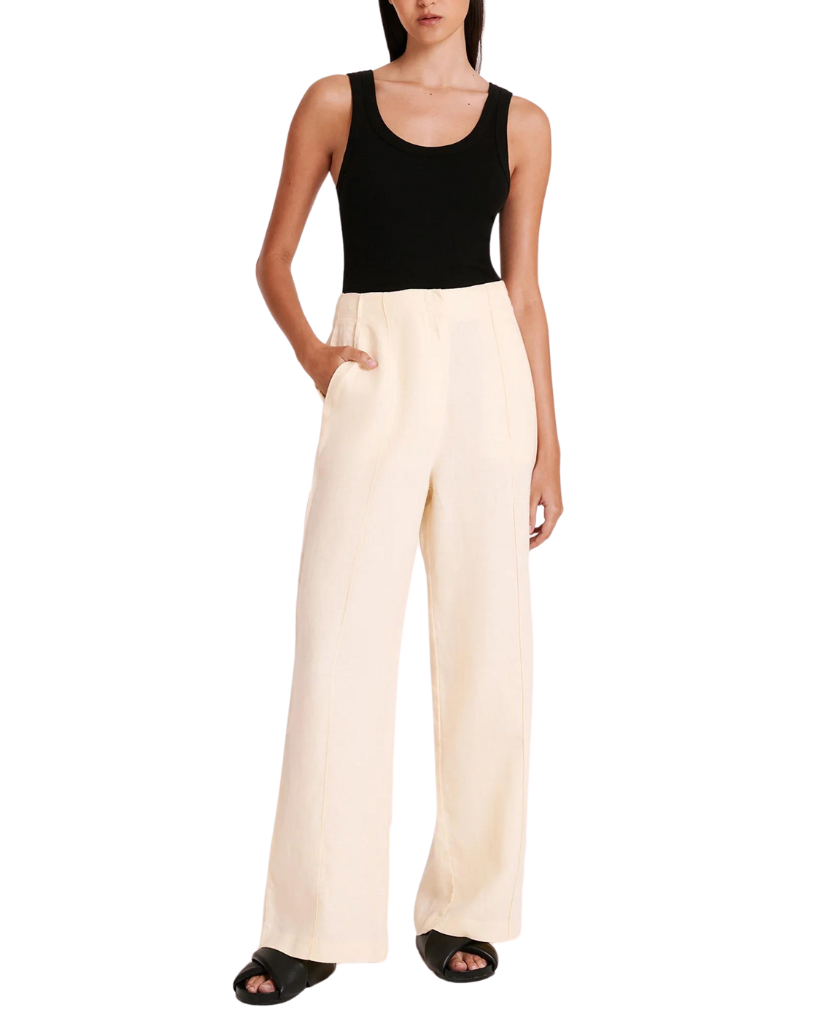 Nude Lucy Amani Tailored Linen Pant Eggnog