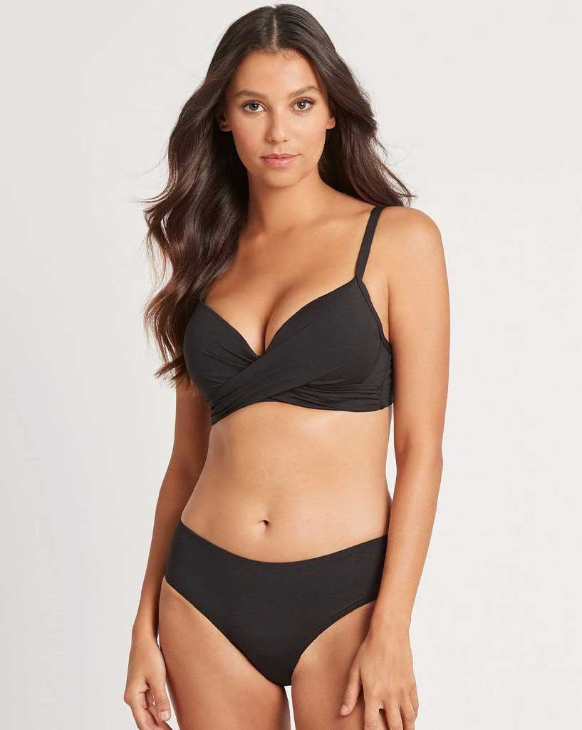 Essentials Cross Front Moulded Cup Underwire Bikini Top