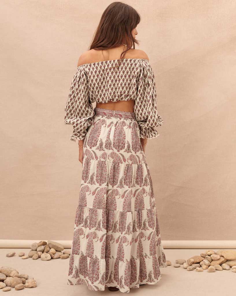 Boteh Calico Tiered Maxi Skirt