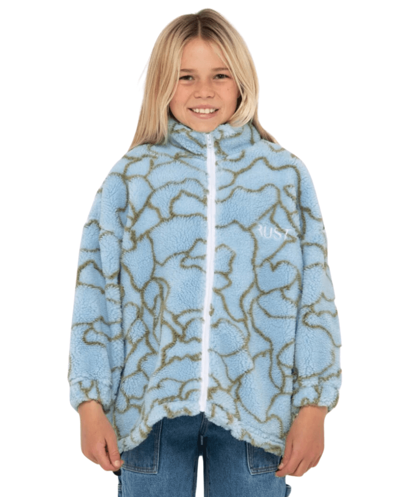 Rusty Low Tides Zip Through Sherpa Fleece Girl