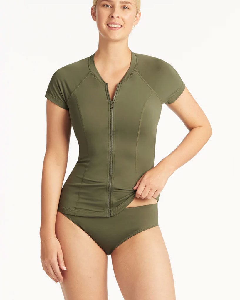 Sea Level Essentials Short Sleeve Multifit Rash Vest - Full Zip